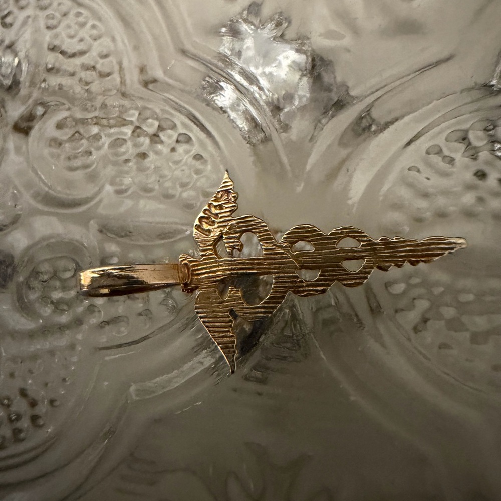 14kt solid yellow Gold Caduceus Staff of Hermes Pendant Charm Greek Mythology - Picture 4 of 5